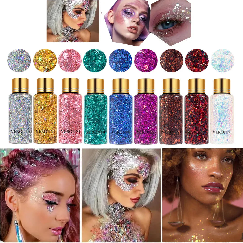 VERONNI Mermaid Sequin Body Glitter Gel | Festival & Party Body Glitter Gel QXL