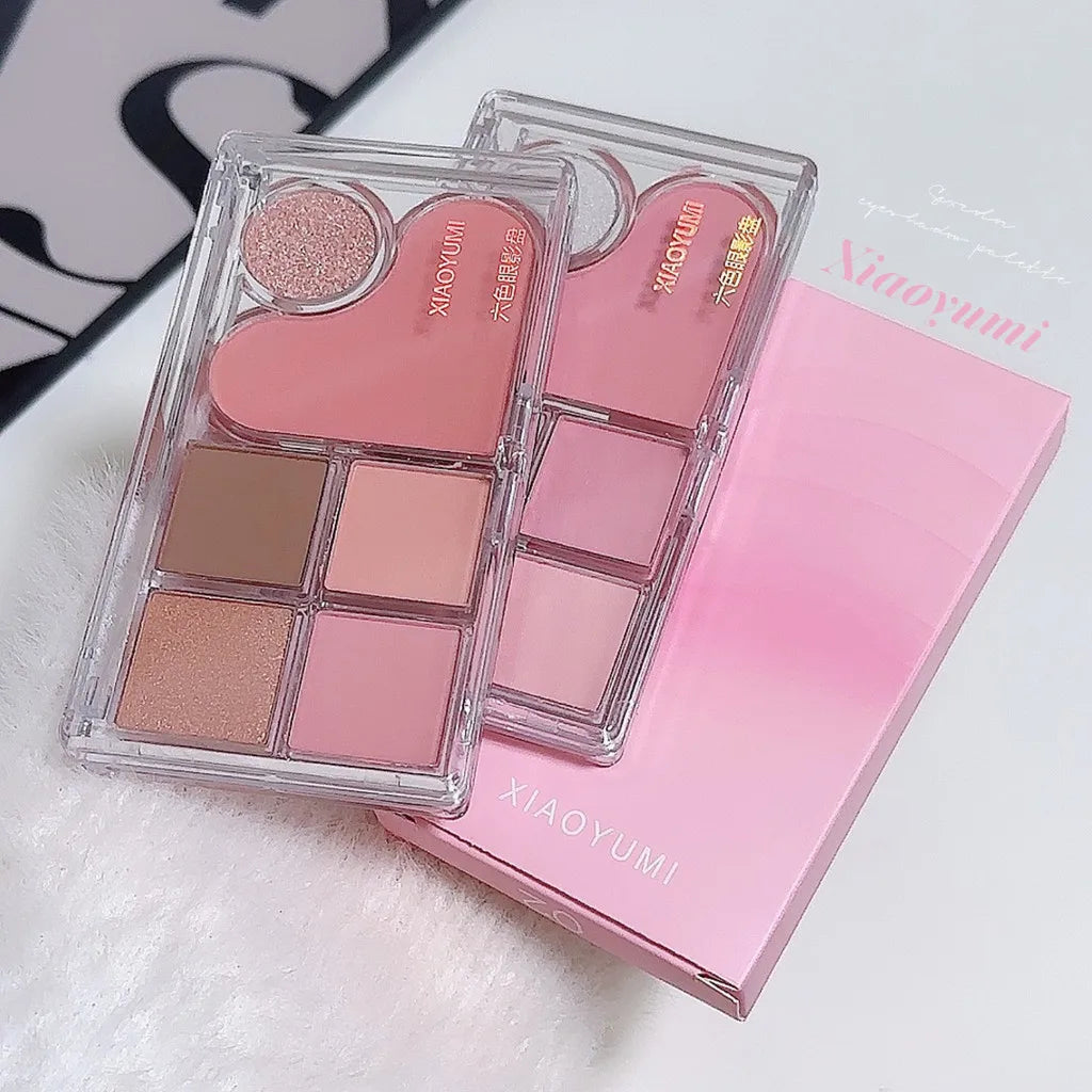 6-Color Pink Matte & Shimmer Eyeshadow Palette | Waterproof Eyeshadow Palette QXL