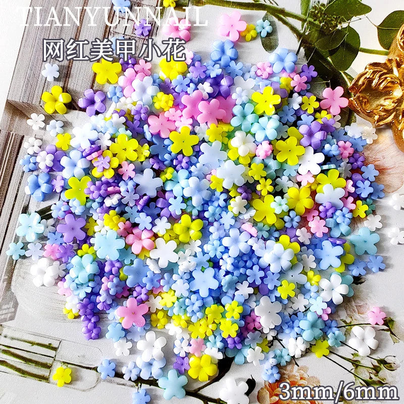 100-Pack 3D Flower Nail Charms | Resin Rhinestone Decorations Nail Art Charms QXL
