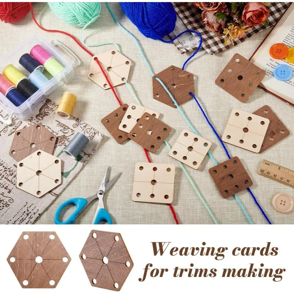 24-Piece Wood Weaving Loom Cards 2.6x3" | Craft Knitting Set Weaving Loom Cards QXL