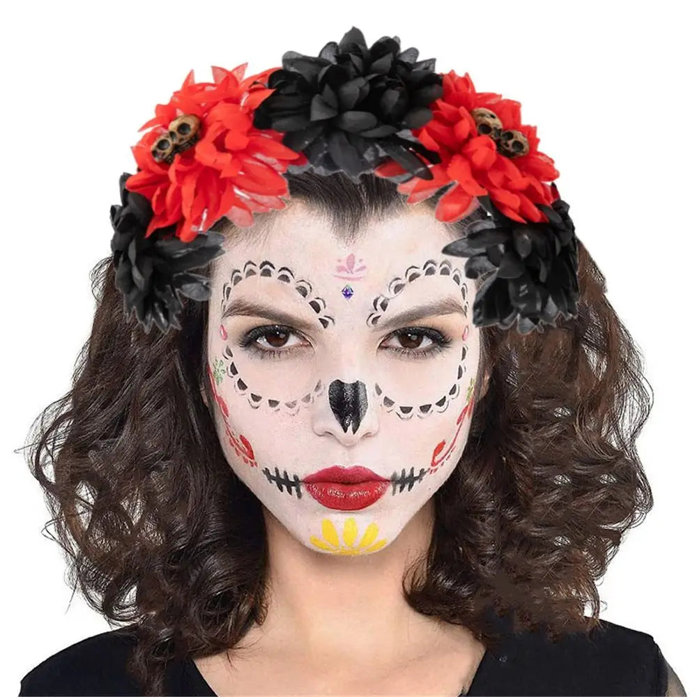 Day of the Dead Rose Flower Crown Headband | Halloween Costume Costume Headband QXL