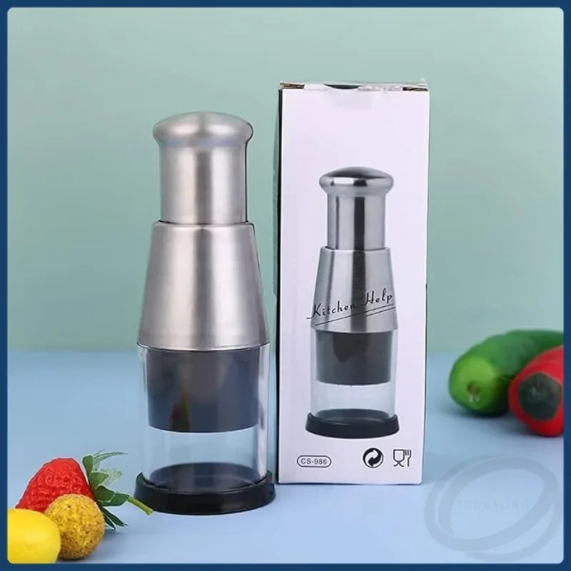 Stainless Steel Garlic Chopper & Onion Press | Manual Veggie Tool Garlic & Vegetable Chopper QXL 1pcs