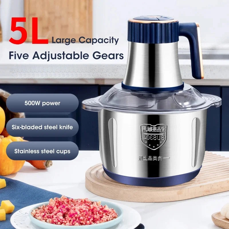 5L Electric Meat Grinder 304 Stainless Steel Food Processor Electric Meat Grinder QXL