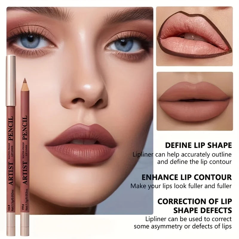 6-Piece Matte Waterproof Lip Liner & Lipstick Set for Women Lip Liner Set QXL