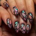 Gold Flower French False Nails | Sun Moon Full Cover Tips 24/30-Pc