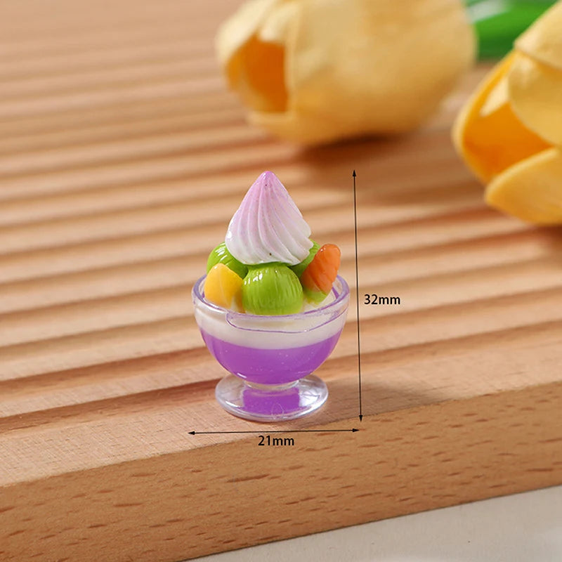 6-Pack Miniature Ice Cream Sundae Dollhouse Accessories 1:12 Dollhouse Miniatures QXL Onesize
