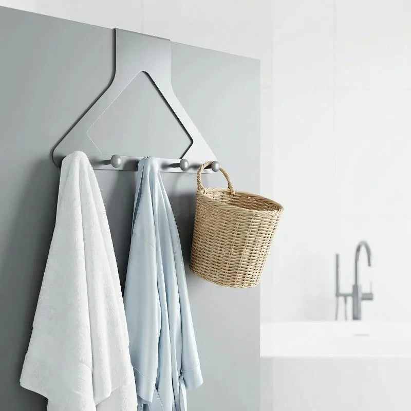 No-Drill Over-The-Door Coat Rack | Triangular Hook Organizer Over-Door Hook Rack QXL