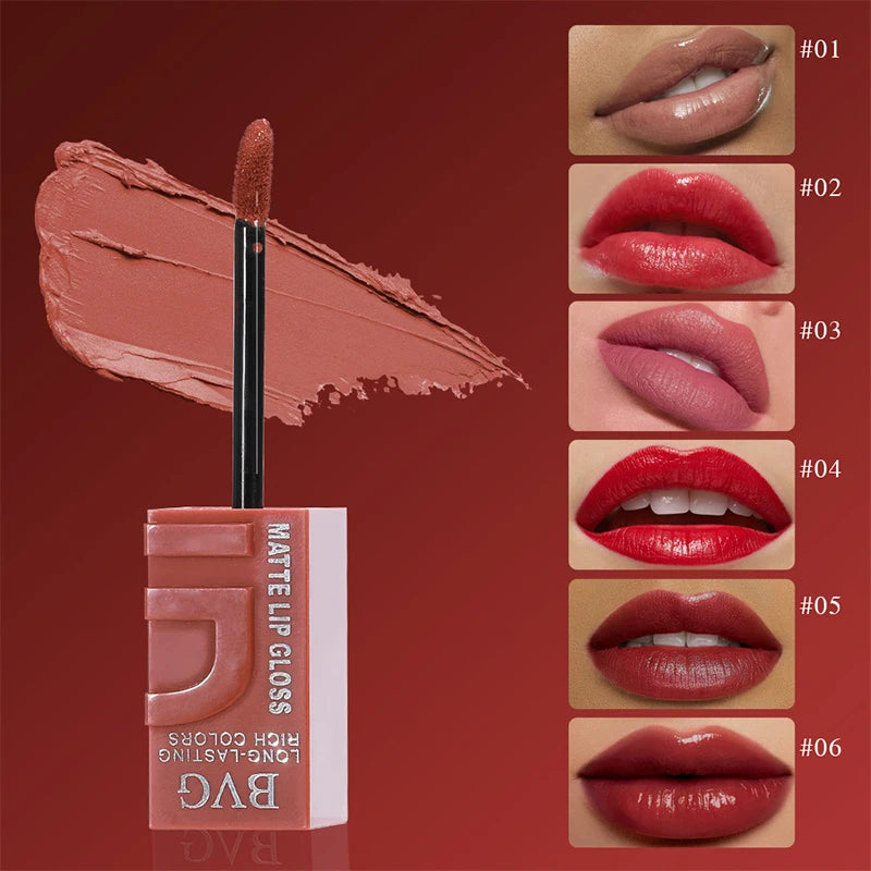 Matte Lip Gloss & Tint | 6 Shades | Long-Lasting Lip Color Matte Lip Gloss QXL