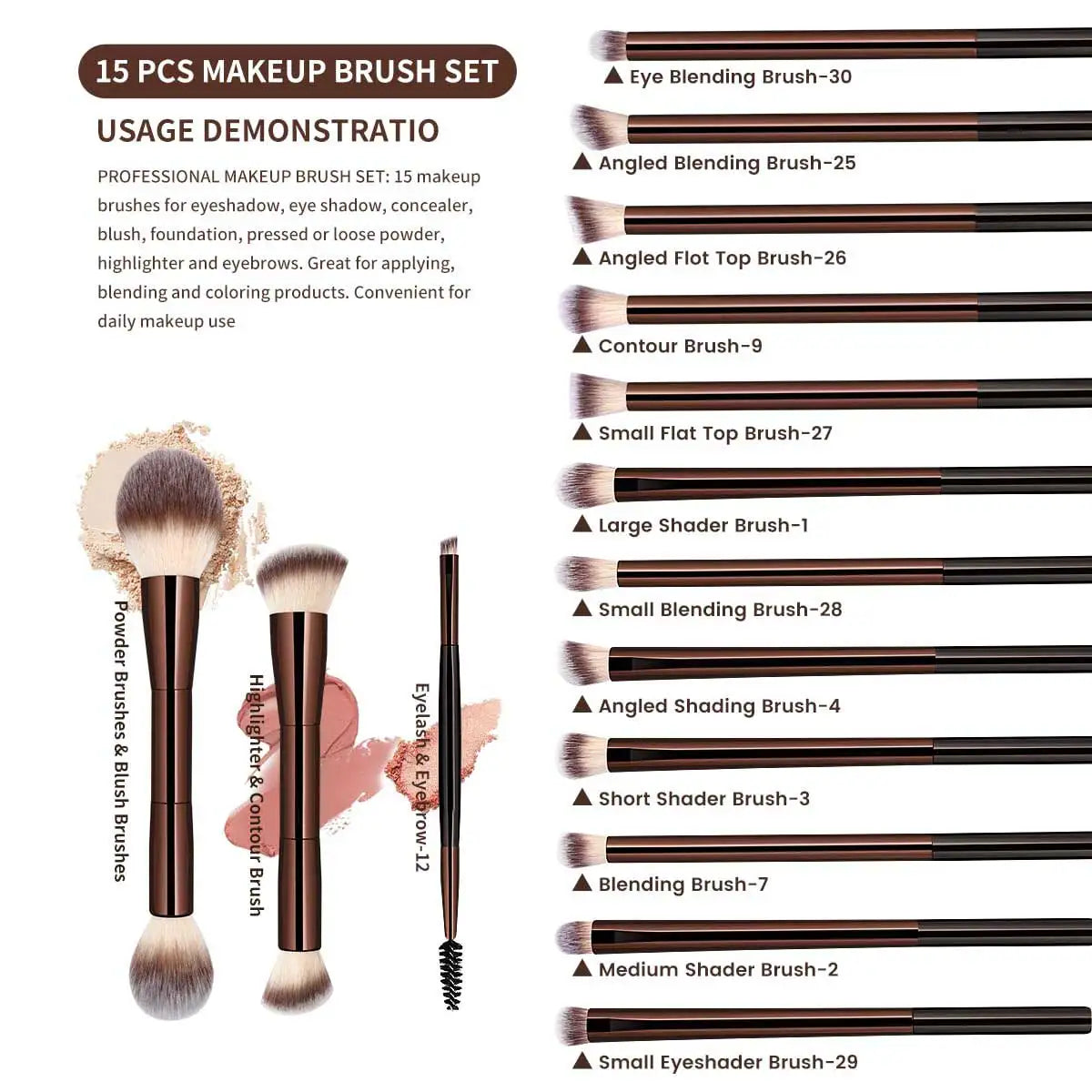LUXEBLEND 15-Pc Double-Ended Makeup Brush Set | All-in-One Makeup Brush Set QXL