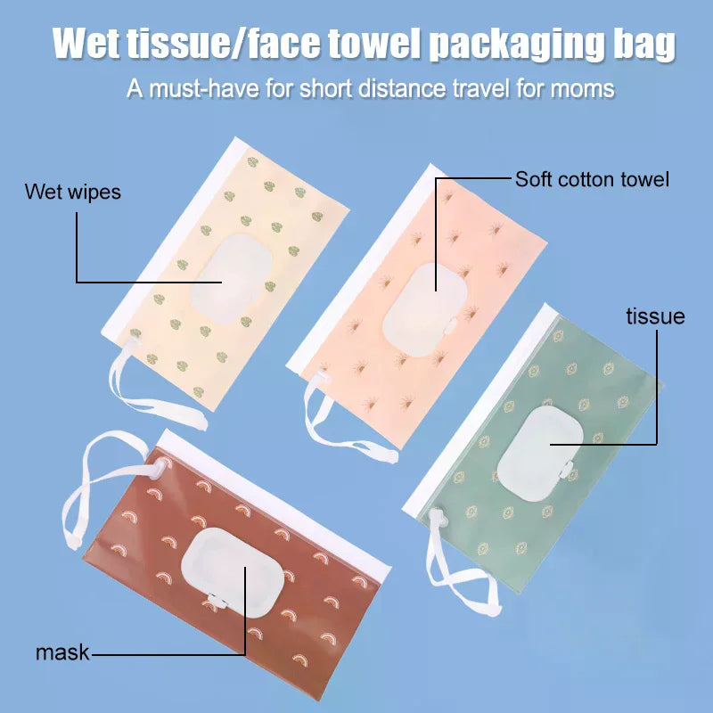 EVA Wet Wipes Bag with Snap Strap | Stroller Pouch Flip Cover Wet Wipes Bag QXL