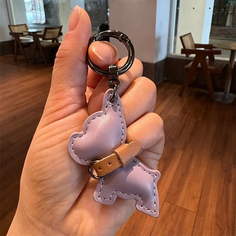 Leather Dog Keychain | Puppy Hanging Rope Car & Bag Charm Leather Keychain Charm QXL