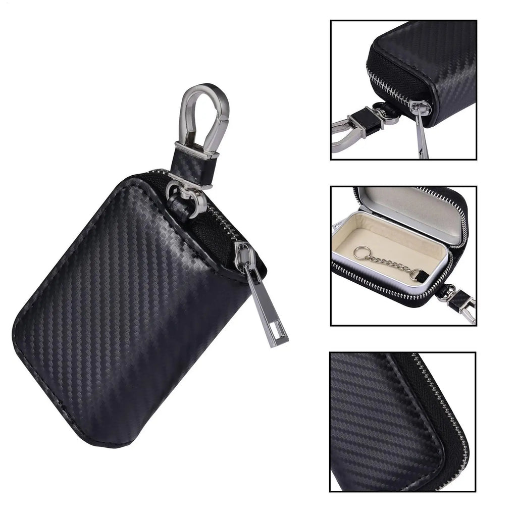 RFID Signal Blocking Key Fob Pouch | PU Leather Faraday Case RFID Blocking Pouch QXL
