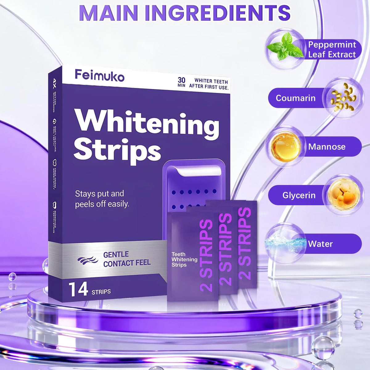 Purple Teeth Whitening Strips – Enamel Safe, Sensitive Teeth Teeth Whitening Strips QXL