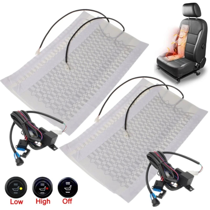 Carbon Fiber Car Seat Heater Kit – 2-Seat 12V Heating Pads Car Seat Heater QXL A