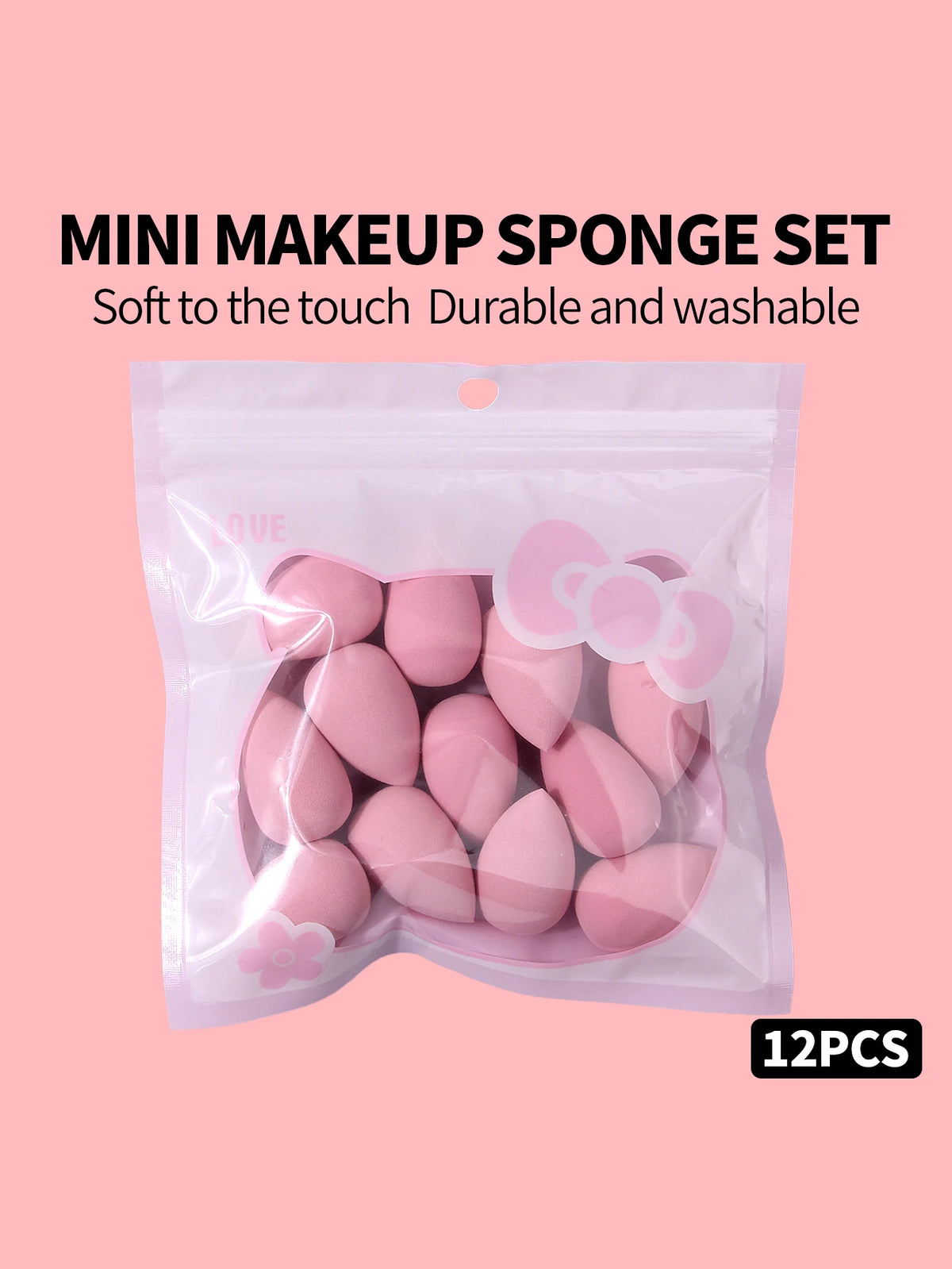 12-Pack Mini Teardrop Makeup Sponges for Eyes & Concealer Makeup Sponge Set QXL Rose Red