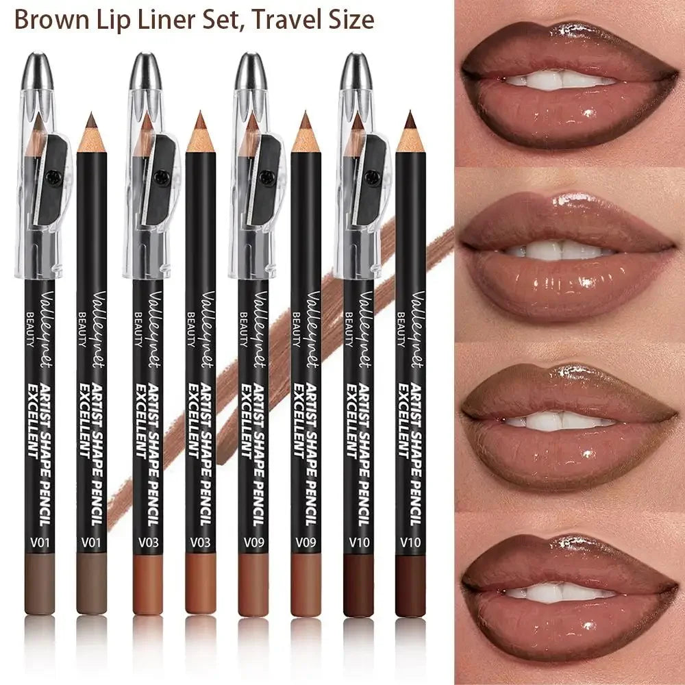 4-Piece Brown Shades Lip Liner Set | Matte & Waterproof Lip Liner Set QXL