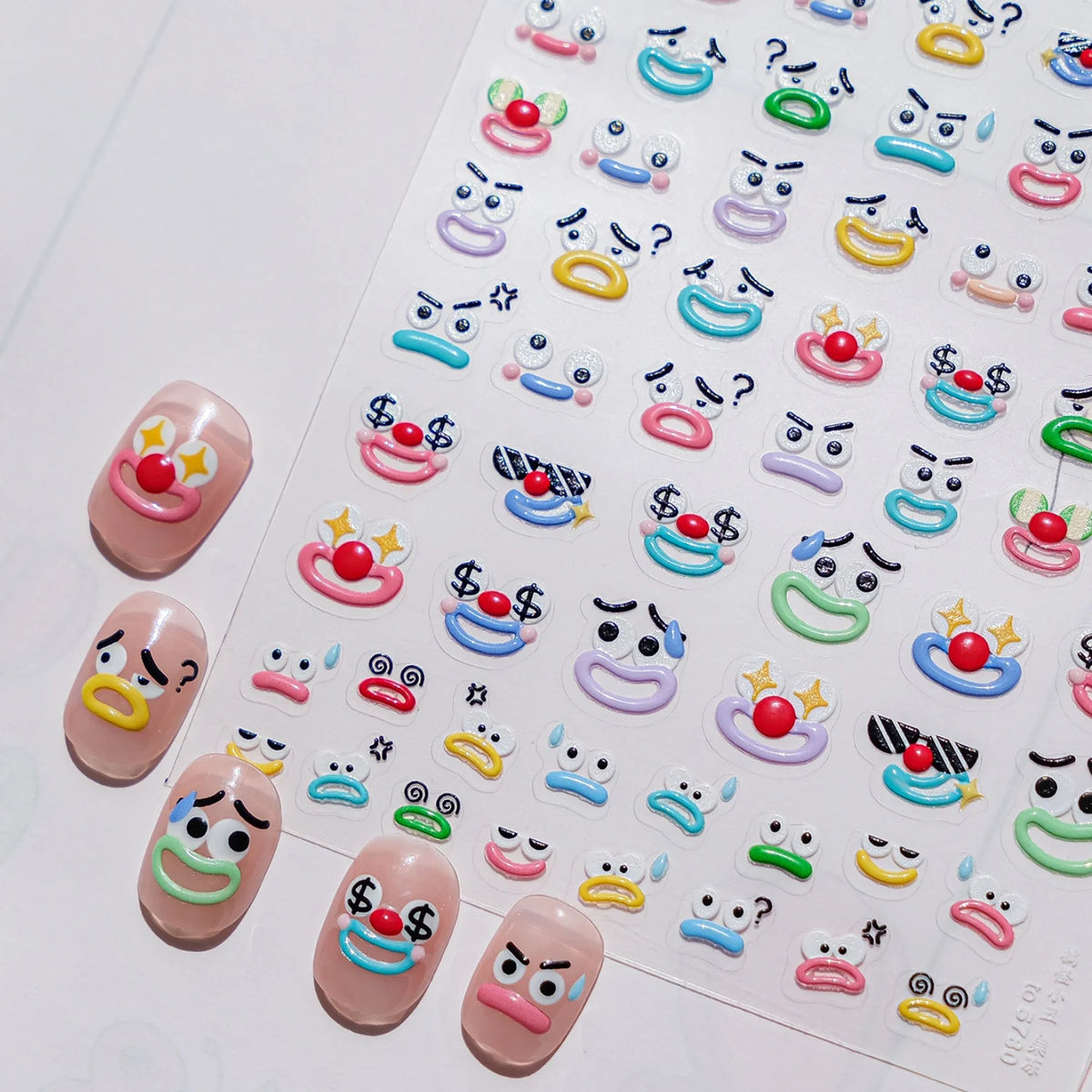 5D Funny Face Nail Art Stickers | Cartoon Expression Decals Nail Art Stickers QXL