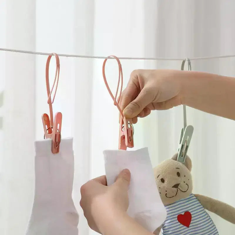 12-Pack Windproof Clothesline Hook Clips – Socks & Laundry Clothesline Clips QXL