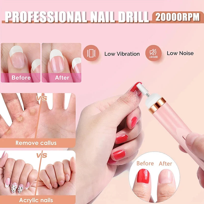 Electric 5-in-1 Nail Drill Set | Manicure Machine & Built-in Light Electric Nail Drill QXL