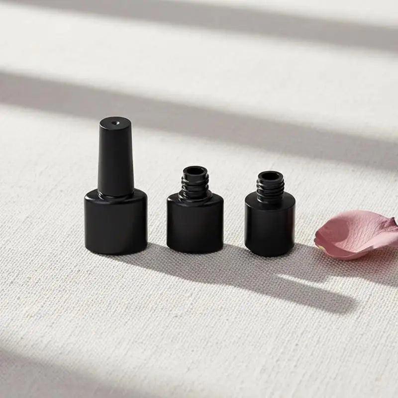 15ml Empty Nail Polish Bottle with Brush | Refillable Black Cap Nail Polish Bottle QXL
