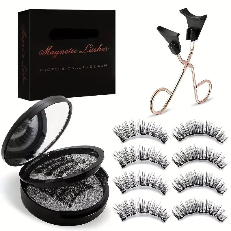 8-Piece 3D Magnetic Eyelashes Kit | Natural False Lashes Magnetic False Lashes QXL black 8pcs