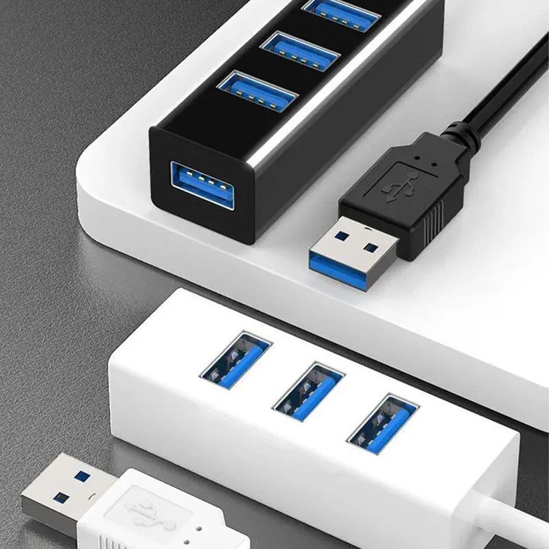 4-Port USB 3.0 Hub with Power Adapter | Plug & Play Splitter USB Hub QXL
