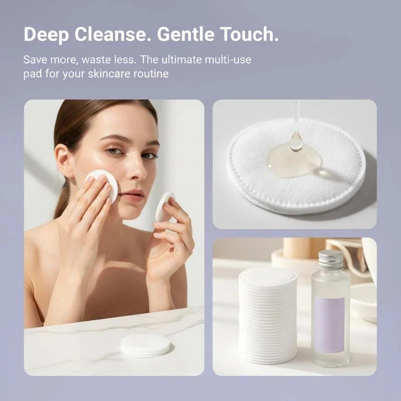 Pearl Notched Cotton Pads | Soft Disposable Makeup Remover Rounds Makeup Remover Pads QXL