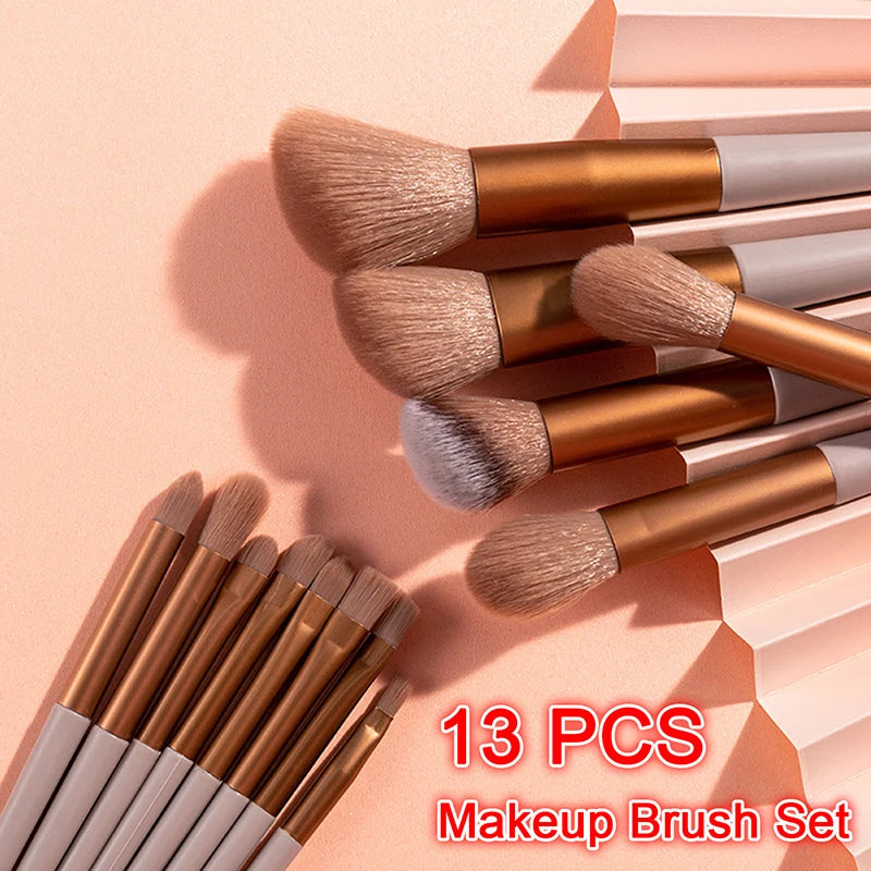 13-Piece Professional Makeup Brush Set – Foundation & Blush Makeup Brush Set QXL