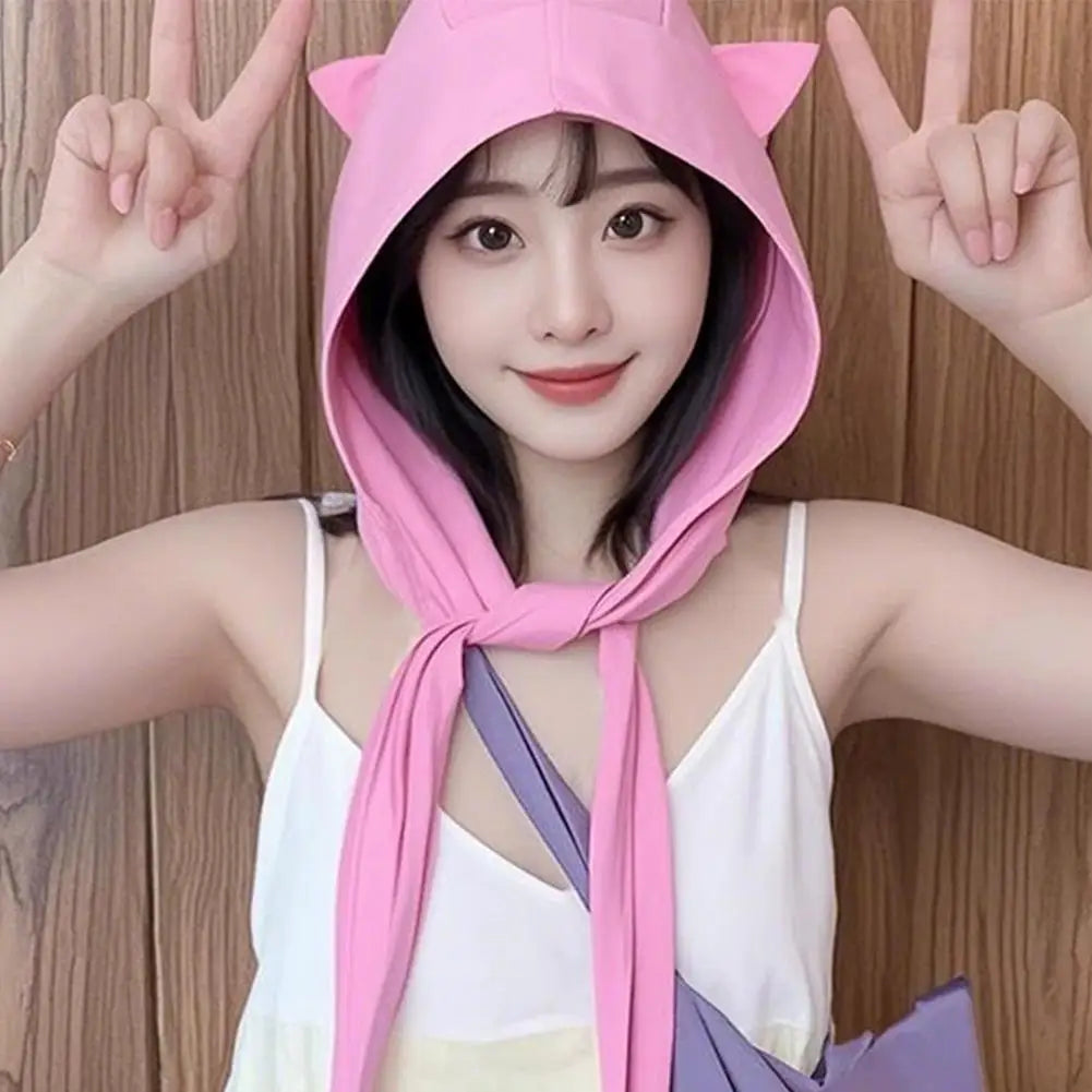 Cat Ear Hooded Sun Hat | Quick-Dry Fisherman Cap & Chin Strap Hooded Sun Hat QXL