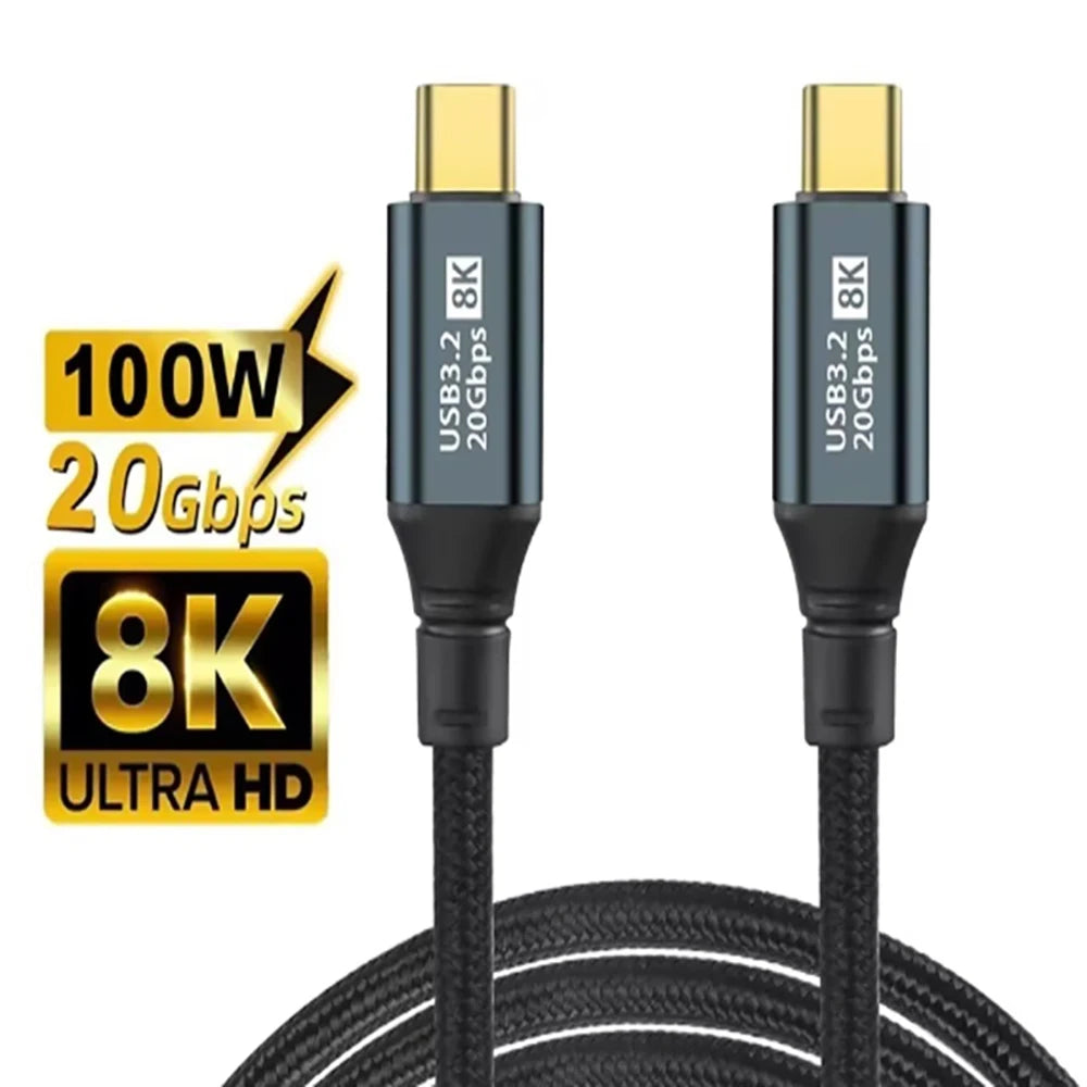100W USB-C Extension Cable 20Gbps 5A Fast Charging 8K Video USB-C Extension Cable QXL