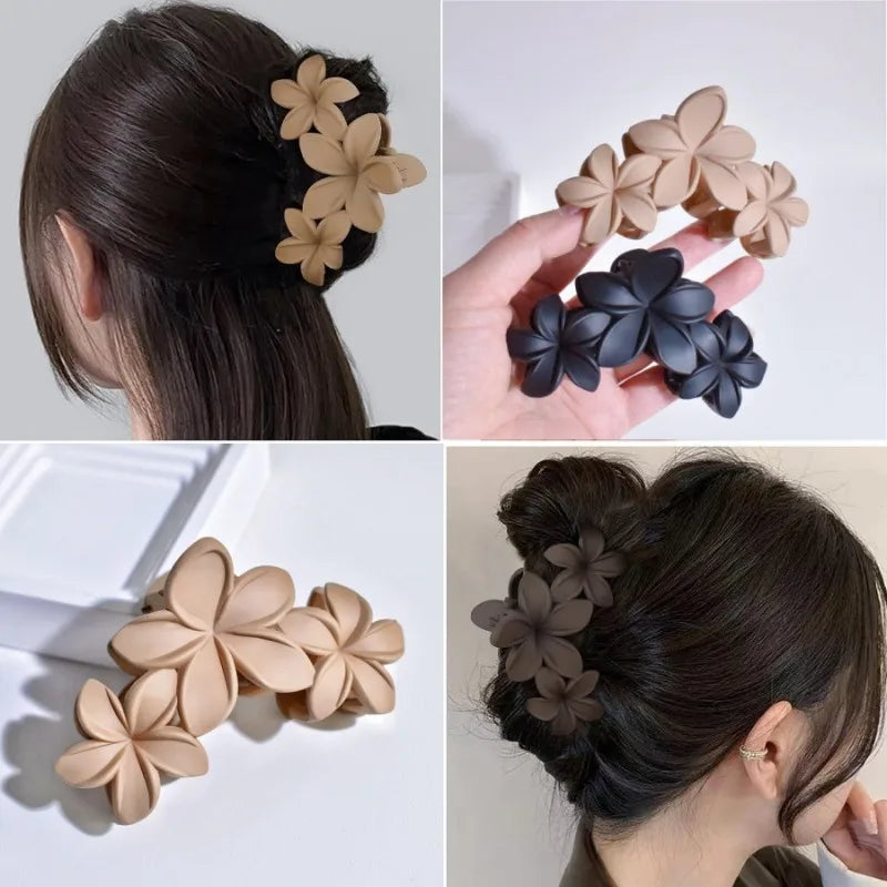 Vintage Flower Frosted Shark Claw Clip | Hair Accessory Hair Claw Clip QXL