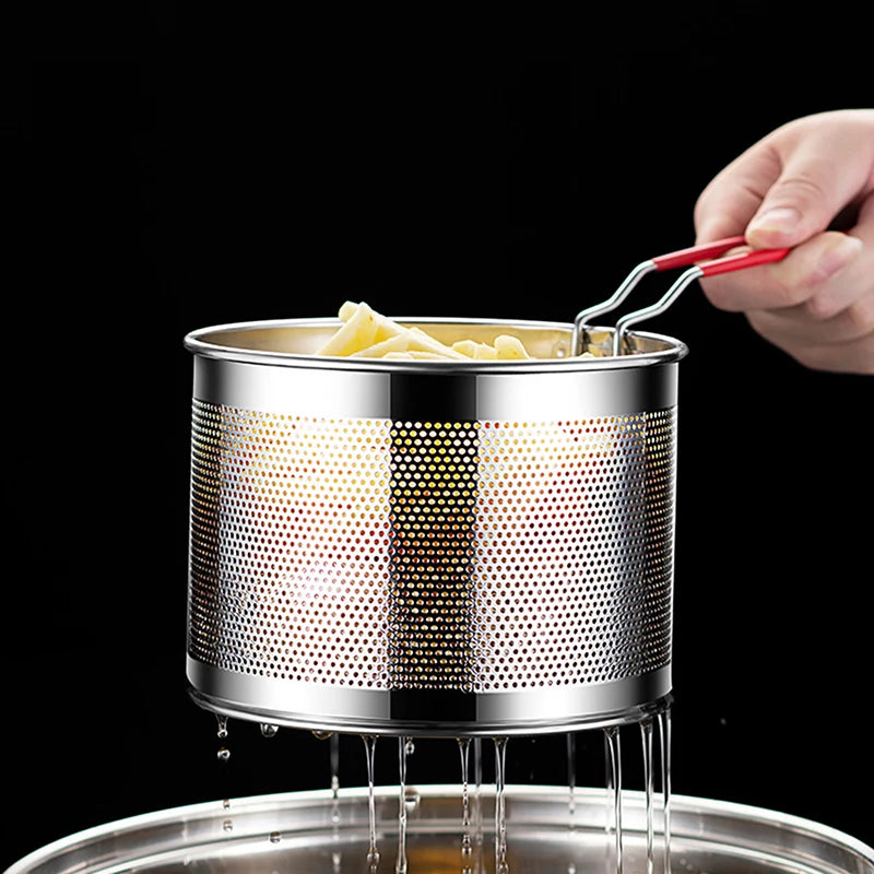 Stainless Steel Fry Basket & Mesh Strainer Spoon | 5 Sizes Mesh Fry Basket QXL