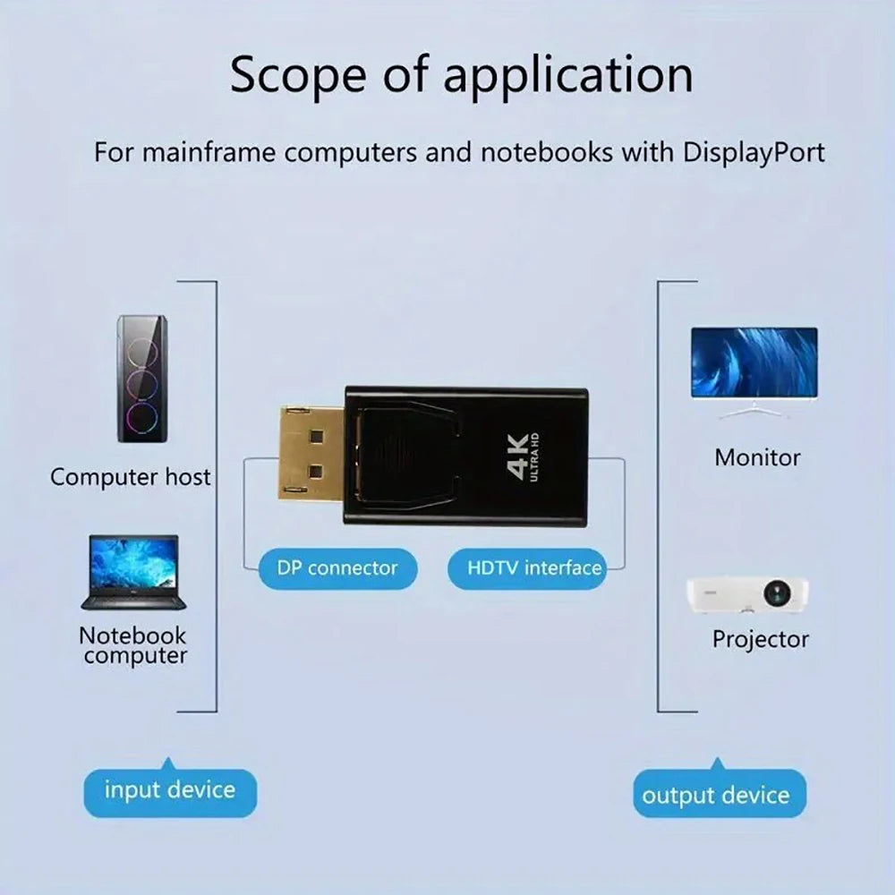 4K DisplayPort to HDMI Adapter | DP Male to Female 60Hz Video Adapter QXL