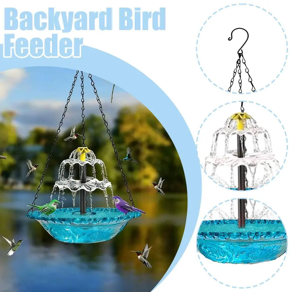 Hanging Solar Bird Bath Fountain | Garden Patio Decor Solar Bird Bath Fountain QXL