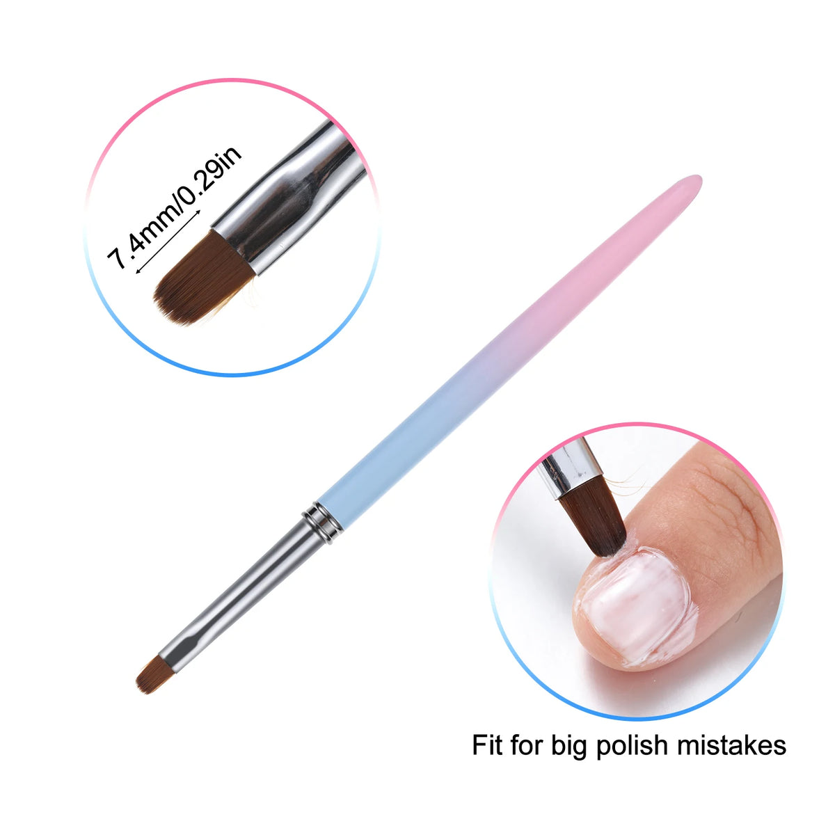 2-Pack Nail Art Clean-Up Brushes | Round & Angled Tip Nail Art Brush Set QXL