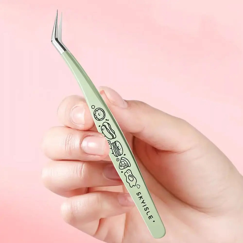 Curved Lash Extension Tweezers | Cartoon Anti-Static Steel Lash Extension Tweezer QXL