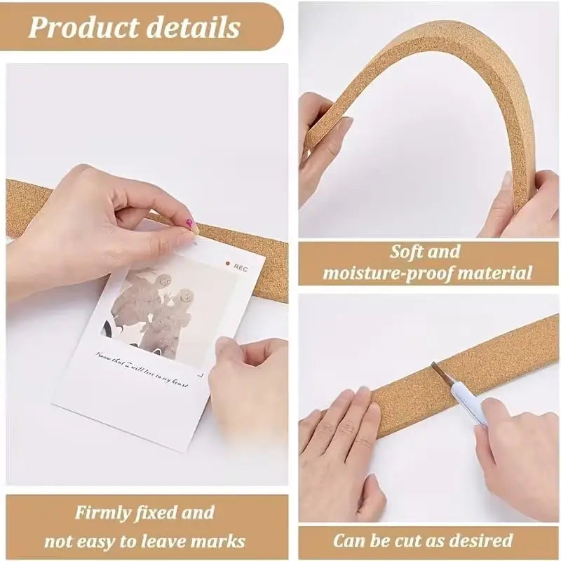 100cm Self-Adhesive Cork Bulletin Board Strip – Frameless Cork Bulletin Strip QXL