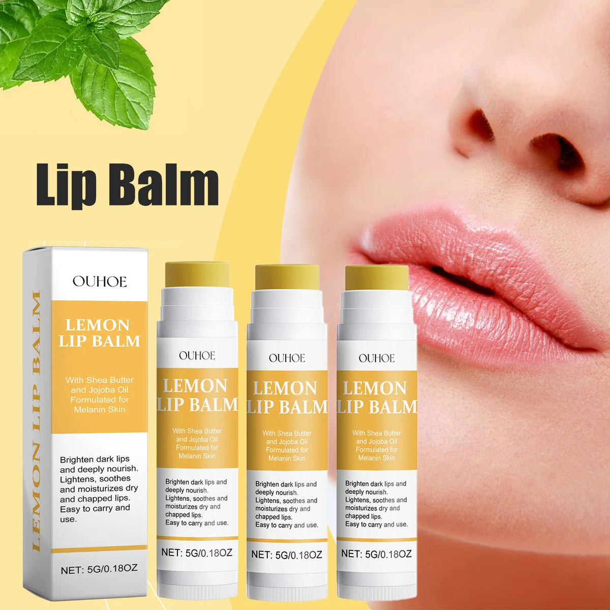 Eelhoe Lemon Ginger Turmeric Lip Balm | Moisturizing & Exfoliating Lip Balm QXL