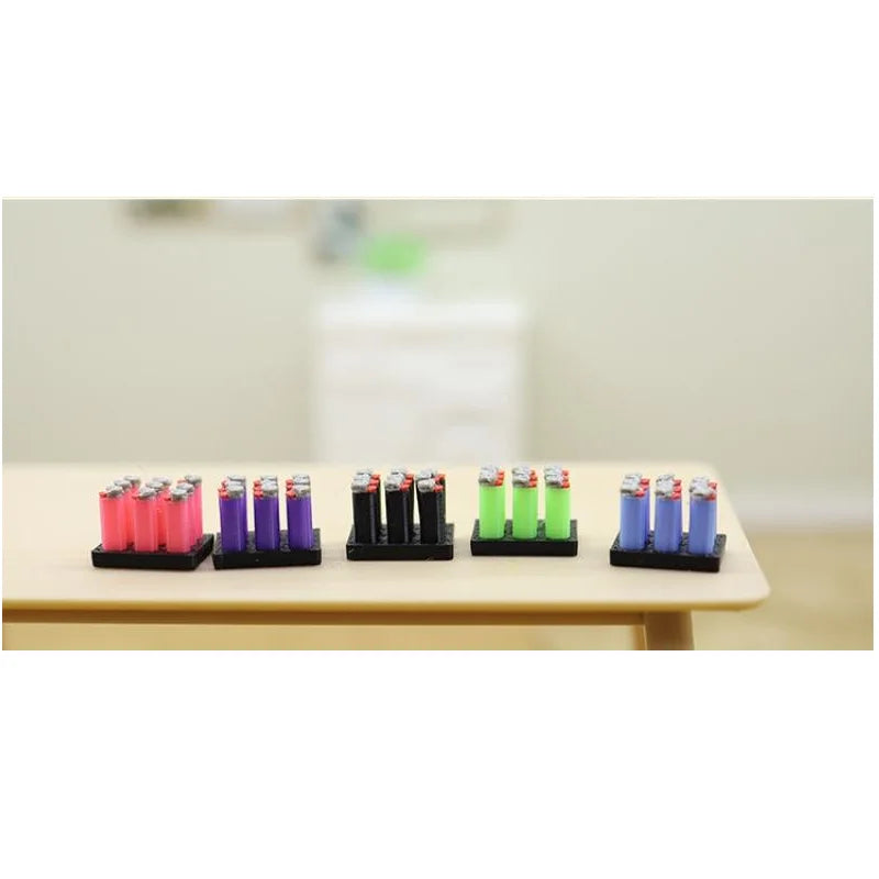 1/12 Dollhouse Mini Lighter Set with Base | 9-Piece Decor Dollhouse Miniature QXL 1set random