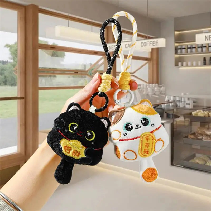 Lucky Cat Plush Keychain Pendant | Bag Charm Mascot Doll Gift Plush Keychain Charm QXL 2 PCS