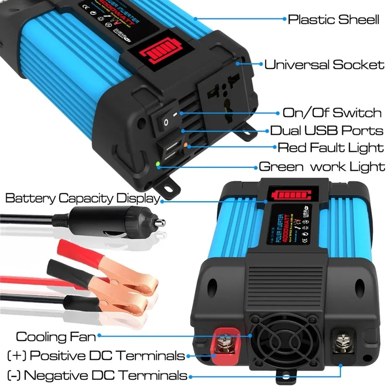 6000W Peak Modified Sine Wave Car Power Inverter Dual USB Car Power Inverter QXL