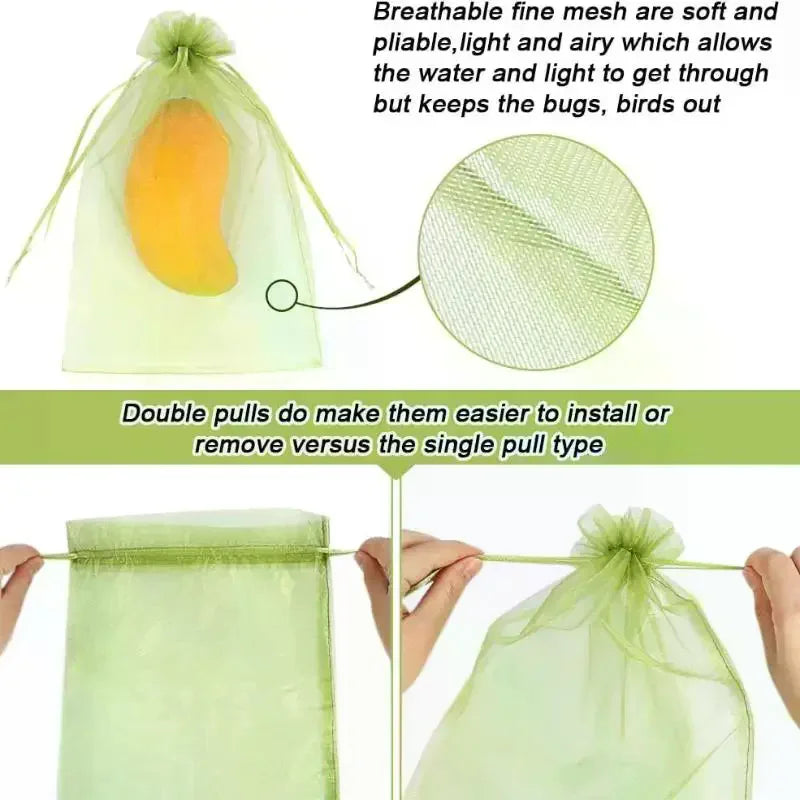 Reusable Fruit Protection Mesh Bags | Pest Barrier 20/50-Pack Garden Fruit Bags QXL