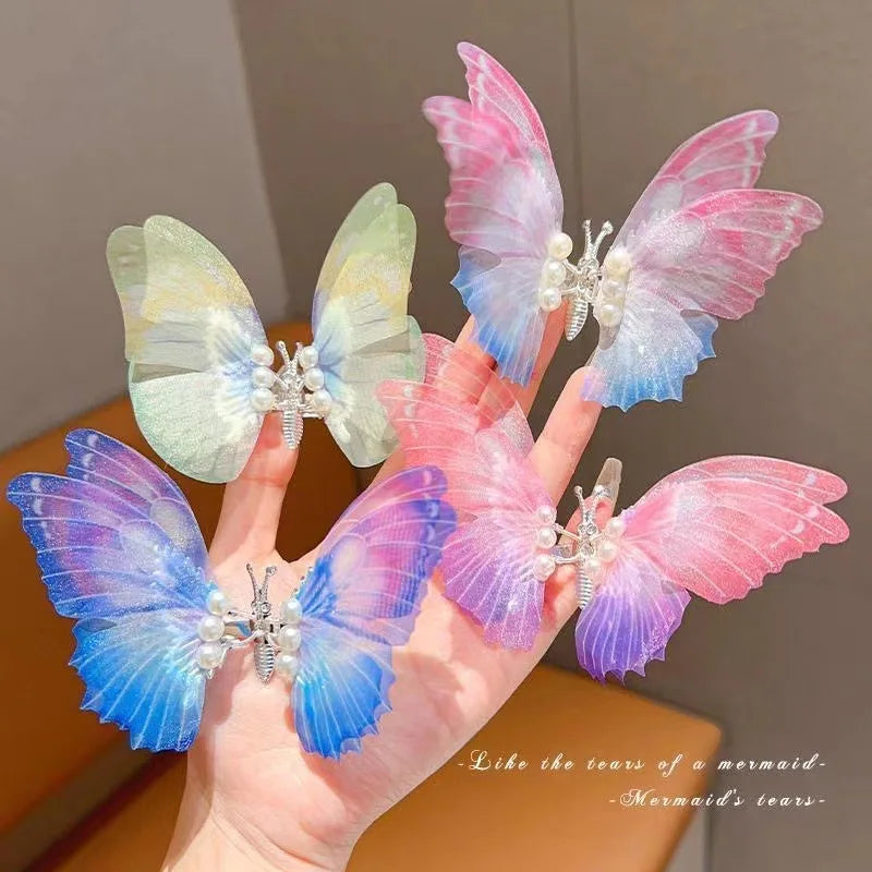 Pearl Glitter Butterfly Hair Clip for Girls – Moving Wings Girls Hair Clip QXL