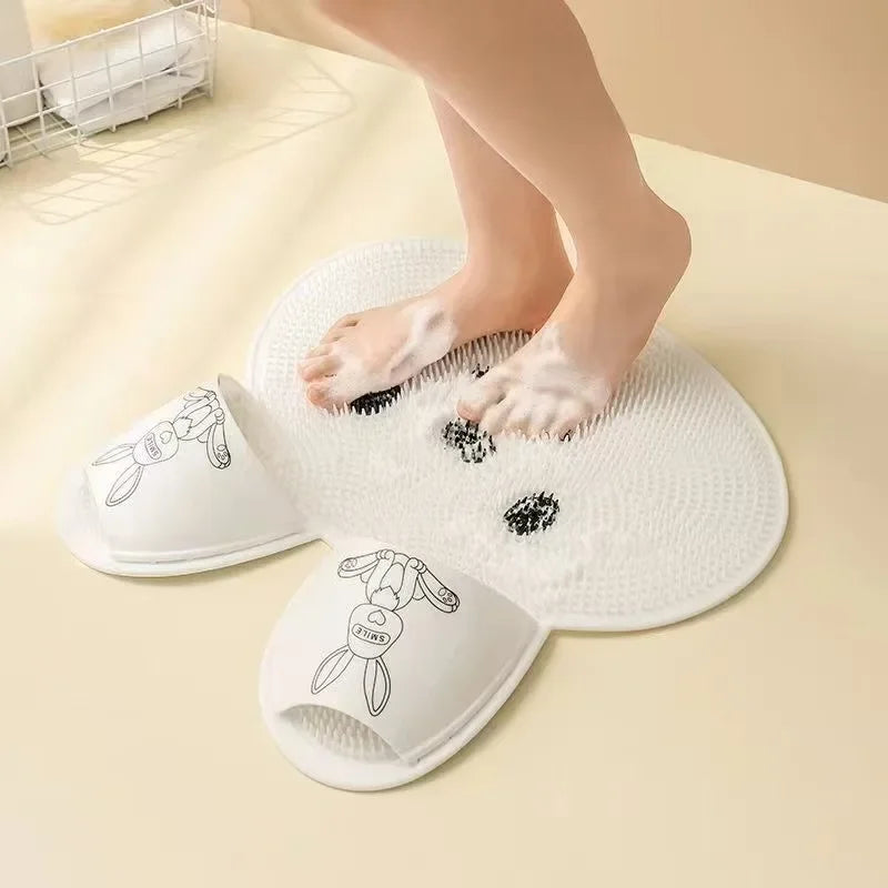 Rabbit Shower Foot Scrubber & Massage Mat | Back Scrubber Foot Scrubber Mat QXL