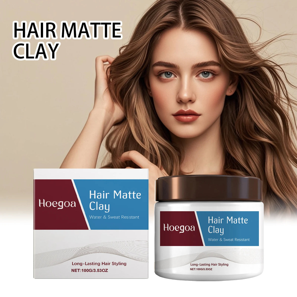 HOEGOA Matte Hair Clay – Strong Hold Non-Greasy Styling Cream Hair Styling Clay QXL