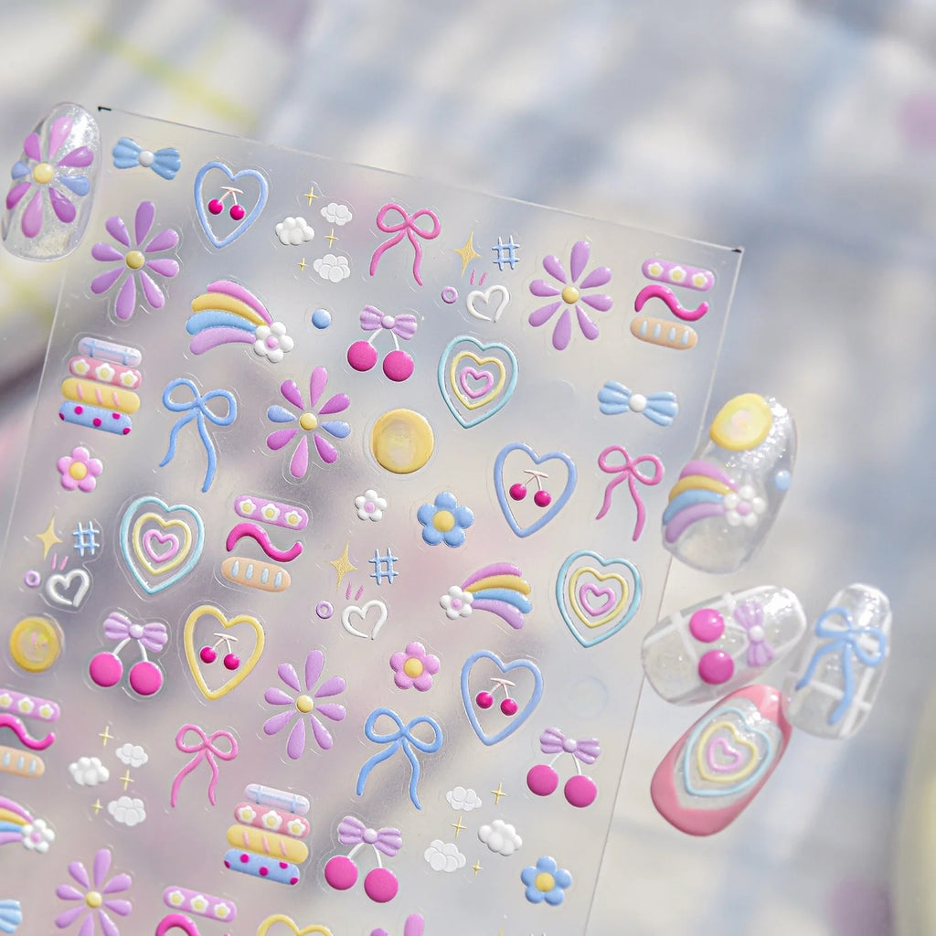 5D Nail Stickers Cute Graffiti Candy Floral Self-Adhesive Decals Nail Art Stickers QXL
