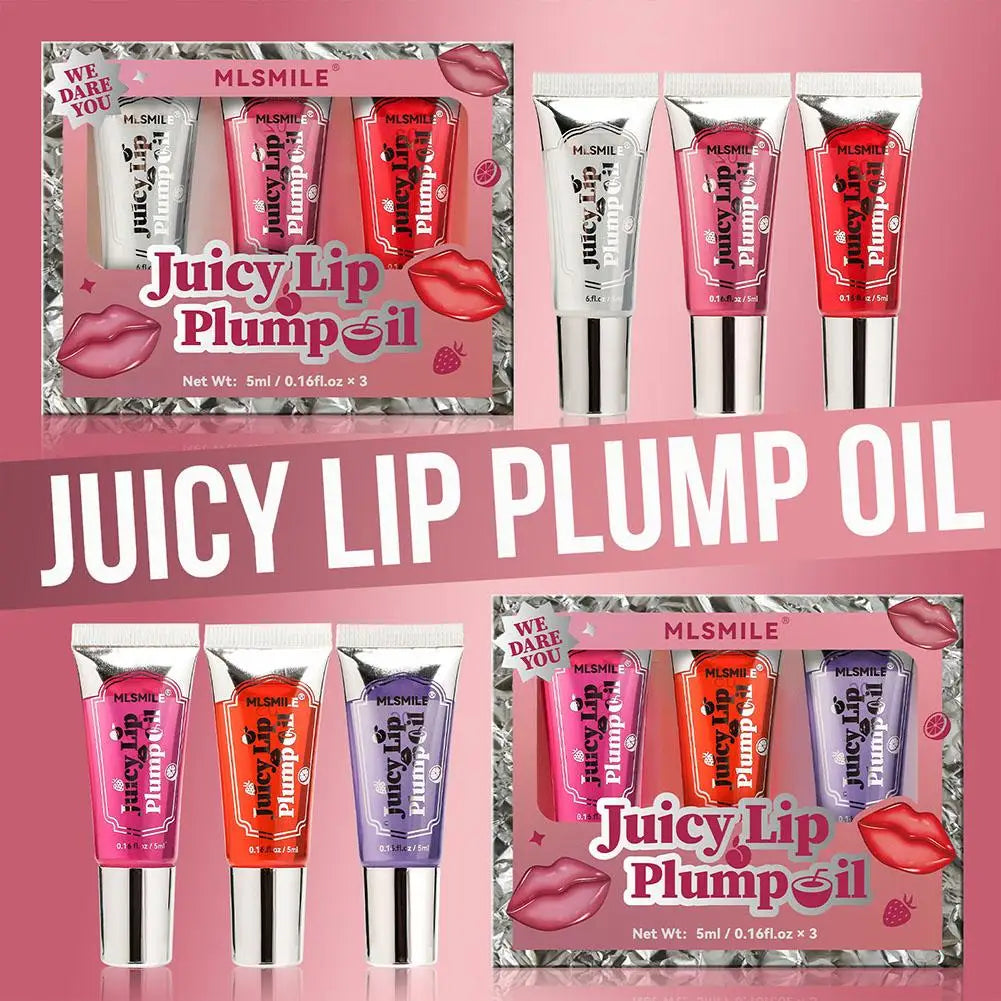 3-Pack Rollerball Lip Plumper Oil | Hydrating Glossy Lip Gloss Set Lip Plumper Oil Set QXL