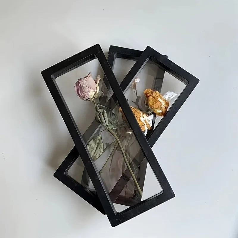 Transparent Flower Shadow Box Frame & Black Display Stand Flower Shadow Box QXL