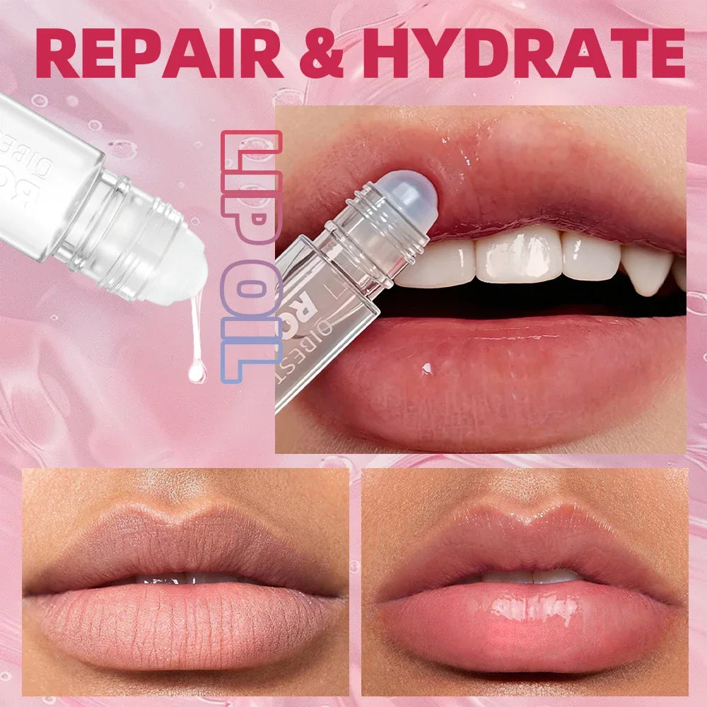 QIBEST 4-Pc Roll-On Lip Oil Set | Hydrating Clear Lip Gloss Roll-On Lip Oil Set QXL