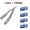 Men's Straight Folding Razor | Stainless Steel Barber Shaver Straight Folding Razor QXL M291 1razor 40 blade